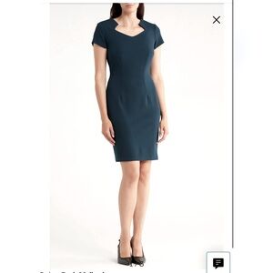 Notched Neck Cap Sleeve Crepe Sheath Dress size 4